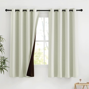 image:imageNICETOWN 100 Blackout Curtains for Bedroom Room Darkening Plylux Black Curtains 84 Inch Long Thermal Insulated Grommet Window Drapes for Living Room 52 W x 84 L 2 PanelsLight Beige