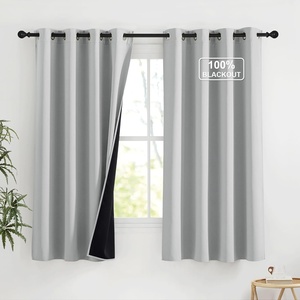 image:imageNICETOWN 100 Blackout Curtains for Bedroom Room Darkening Plylux Black Curtains 84 Inch Long Thermal Insulated Grommet Window Drapes for Living Room 52 W x 84 L 2 PanelsSliver Grey