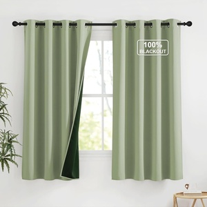 image:imageNICETOWN 100 Blackout Curtains for Bedroom Room Darkening Plylux Black Curtains 84 Inch Long Thermal Insulated Grommet Window Drapes for Living Room 52 W x 84 L 2 PanelsOlive Green
