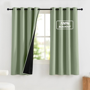 image:imageNICETOWN 100 Blackout Curtains for Bedroom Room Darkening Plylux Black Curtains 84 Inch Long Thermal Insulated Grommet Window Drapes for Living Room 52 W x 84 L 2 PanelsOlive