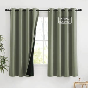 image:imageNICETOWN 100 Blackout Curtains for Bedroom Room Darkening Plylux Black Curtains 84 Inch Long Thermal Insulated Grommet Window Drapes for Living Room 52 W x 84 L 2 PanelsDark Mallard