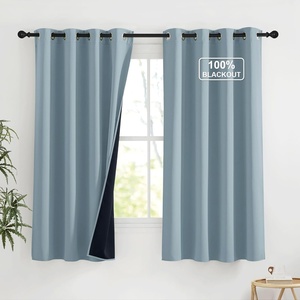 image:imageNICETOWN 100 Blackout Curtains for Bedroom Room Darkening Plylux Black Curtains 84 Inch Long Thermal Insulated Grommet Window Drapes for Living Room 52 W x 84 L 2 PanelsGreyish Blue