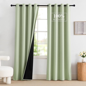 image:imageNICETOWN 100 Blackout Curtains for Bedroom Room Darkening Plylux Black Curtains 84 Inch Long Thermal Insulated Grommet Window Drapes for Living Room 52 W x 84 L 2 PanelsLight Green