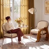 image:imageNICETOWN Linen Curtains 96 inch Long 2 Panels Set 55 Wide Thick Organic Flax Linen Blend Privacy Window Drapes Rod Pocket amp Back Tab with Light Filtering for BedroomLiving Room W55 x L96Gold Brown