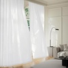 image:imageNICETOWN NonSeeThrough Sheer Curtains 84 Inches Long 2 Panels Privacy Semi Sheer Drapes for Living Room Silky Smooth Heavyweight Draperies with Rod Pocket for Bedroom W52 x L84 in Pure WhiteWhite