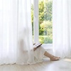 image:imageNICETOWN NonSeeThrough Sheer Curtains 84 Inches Long 2 Panels Privacy Semi Sheer Drapes for Living Room Silky Smooth Heavyweight Draperies with Rod Pocket for Bedroom W52 x L84 in Pure WhitePure White