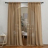 image:imageNICETOWN Sheer Linen Curtains 96 Inch Length for Bedroom Living Room 2 Panels Ivory Rod Pocket amp Back Tab Semi Sheer Drapes Privacy Semitransparent Farmhouse Window Treatment W52 x L96Camel