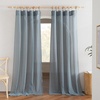image:imageNICETOWN Sheer Linen Curtains 96 Inch Length for Bedroom Living Room 2 Panels Ivory Rod Pocket amp Back Tab Semi Sheer Drapes Privacy Semitransparent Farmhouse Window Treatment W52 x L96Smoke Blue