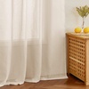 image:imageNICETOWN Sheer Linen Curtains 96 Inch Length for Bedroom Living Room 2 Panels Ivory Rod Pocket amp Back Tab Semi Sheer Drapes Privacy Semitransparent Farmhouse Window Treatment W52 x L96Beige