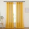 image:imageNICETOWN Sheer Linen Curtains 96 Inch Length for Bedroom Living Room 2 Panels Ivory Rod Pocket amp Back Tab Semi Sheer Drapes Privacy Semitransparent Farmhouse Window Treatment W52 x L96Gold