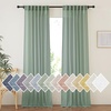 image:imageNICETOWN Sheer Linen Curtains 96 Inch Length for Bedroom Living Room 2 Panels Ivory Rod Pocket amp Back Tab Semi Sheer Drapes Privacy Semitransparent Farmhouse Window Treatment W52 x L96Olive Green