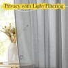 image:imageNICETOWN Sheer Linen Curtains 96 Inch Length for Bedroom Living Room 2 Panels Ivory Rod Pocket amp Back Tab Semi Sheer Drapes Privacy Semitransparent Farmhouse Window Treatment W52 x L96Grey