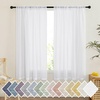 image:imageNICETOWN Sheer Linen Curtains 96 Inch Length for Bedroom Living Room 2 Panels Ivory Rod Pocket amp Back Tab Semi Sheer Drapes Privacy Semitransparent Farmhouse Window Treatment W52 x L96White