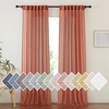 image:imageNICETOWN Sheer Linen Curtains 96 Inch Length for Bedroom Living Room 2 Panels Ivory Rod Pocket amp Back Tab Semi Sheer Drapes Privacy Semitransparent Farmhouse Window Treatment W52 x L96Burnt Orange