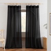 image:imageNICETOWN Sheer Linen Curtains 96 Inch Length for Bedroom Living Room 2 Panels Ivory Rod Pocket amp Back Tab Semi Sheer Drapes Privacy Semitransparent Farmhouse Window Treatment W52 x L96Black