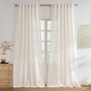 image:imageNICETOWN Sheer Linen Curtains 96 Inch Length for Bedroom Living Room 2 Panels Ivory Rod Pocket amp Back Tab Semi Sheer Drapes Privacy Semitransparent Farmhouse Window Treatment W52 x L96Linen Ivory