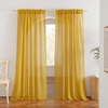 image:imageNICETOWN Sheer Linen Curtains 96 Inch Length for Bedroom Living Room 2 Panels Ivory Rod Pocket amp Back Tab Semi Sheer Drapes Privacy Semitransparent Farmhouse Window Treatment W52 x L96Gold