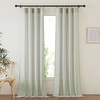 image:imageNICETOWN Sheer Linen Curtains 96 Inch Length for Bedroom Living Room 2 Panels Ivory Rod Pocket amp Back Tab Semi Sheer Drapes Privacy Semitransparent Farmhouse Window Treatment W52 x L96Sage Green