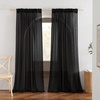 image:imageNICETOWN Sheer Linen Curtains 96 Inch Length for Bedroom Living Room 2 Panels Ivory Rod Pocket amp Back Tab Semi Sheer Drapes Privacy Semitransparent Farmhouse Window Treatment W52 x L96Black