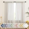 image:imageNICETOWN Sheer Linen Curtains 96 Inch Length for Bedroom Living Room 2 Panels Ivory Rod Pocket amp Back Tab Semi Sheer Drapes Privacy Semitransparent Farmhouse Window Treatment W52 x L96Natural