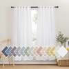 image:imageNICETOWN Sheer Linen Curtains 96 Inch Length for Bedroom Living Room 2 Panels Ivory Rod Pocket amp Back Tab Semi Sheer Drapes Privacy Semitransparent Farmhouse Window Treatment W52 x L96White