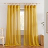 image:imageNICETOWN Sheer Linen Curtains 96 Inch Length for Bedroom Living Room 2 Panels Ivory Rod Pocket amp Back Tab Semi Sheer Drapes Privacy Semitransparent Farmhouse Window Treatment W52 x L96Gold