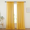 image:imageNICETOWN Sheer Linen Curtains 96 Inch Length for Bedroom Living Room 2 Panels Ivory Rod Pocket amp Back Tab Semi Sheer Drapes Privacy Semitransparent Farmhouse Window Treatment W52 x L96Gold