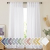 image:imageNICETOWN Sheer Linen Curtains 96 Inch Length for Bedroom Living Room 2 Panels Ivory Rod Pocket amp Back Tab Semi Sheer Drapes Privacy Semitransparent Farmhouse Window Treatment W52 x L96White