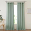 image:imageNICETOWN Sheer Linen Curtains 96 Inch Length for Bedroom Living Room 2 Panels Ivory Rod Pocket amp Back Tab Semi Sheer Drapes Privacy Semitransparent Farmhouse Window Treatment W52 x L96Olive Green