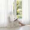 image:imageNICETOWN NonSeeThrough Sheer Curtains 84 Inches Long 2 Panels Privacy Semi Sheer Drapes for Living Room Silky Smooth Heavyweight Draperies with Rod Pocket for Bedroom W52 x L84 in Pure WhiteWhite