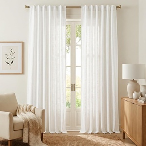 image:imageNICETOWN Linen Curtains 96 inch Long 2 Panels Set 55 Wide Thick Organic Flax Linen Blend Privacy Window Drapes Rod Pocket amp Back Tab with Light Filtering for BedroomLiving Room W55 x L96Pure White
