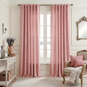 image:imageNICETOWN Linen Curtains 96 inch Long 2 Panels Set 55 Wide Thick Organic Flax Linen Blend Privacy Window Drapes Rod Pocket amp Back Tab with Light Filtering for BedroomLiving Room W55 x L96Pink