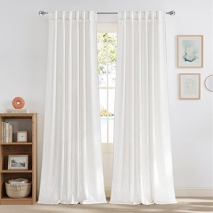 image:imageNICETOWN Linen Curtains 96 inch Long 2 Panels Set 55 Wide Thick Organic Flax Linen Blend Privacy Window Drapes Rod Pocket amp Back Tab with Light Filtering for BedroomLiving Room W55 x L96Snow White