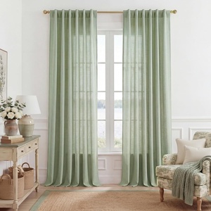 image:imageNICETOWN Linen Curtains 96 inch Long 2 Panels Set 55 Wide Thick Organic Flax Linen Blend Privacy Window Drapes Rod Pocket amp Back Tab with Light Filtering for BedroomLiving Room W55 x L96Sage Green