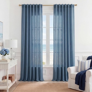 image:imageNICETOWN Linen Curtains 96 inch Long 2 Panels Set 55 Wide Thick Organic Flax Linen Blend Privacy Window Drapes Rod Pocket amp Back Tab with Light Filtering for BedroomLiving Room W55 x L96Stone Blue