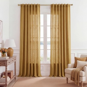 image:imageNICETOWN Linen Curtains 96 inch Long 2 Panels Set 55 Wide Thick Organic Flax Linen Blend Privacy Window Drapes Rod Pocket amp Back Tab with Light Filtering for BedroomLiving Room W55 x L96Gold Brown