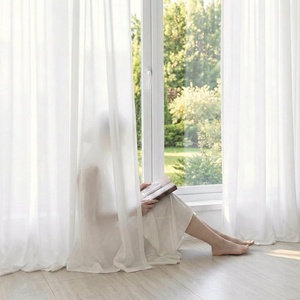image:imageNICETOWN NonSeeThrough Sheer Curtains 84 Inches Long 2 Panels Privacy Semi Sheer Drapes for Living Room Silky Smooth Heavyweight Draperies with Rod Pocket for Bedroom W52 x L84 in Pure WhiteWhite