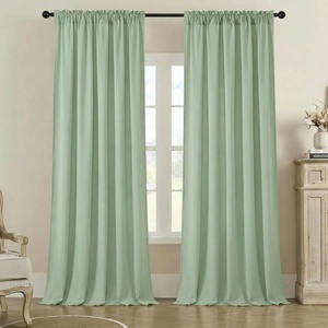 image:imageNICETOWN NonSeeThrough Sheer Curtains 84 Inches Long 2 Panels Privacy Semi Sheer Drapes for Living Room Silky Smooth Heavyweight Draperies with Rod Pocket for Bedroom W52 x L84 in Pure WhiteSage Green