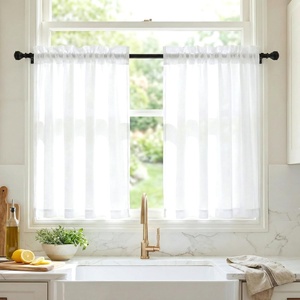 image:imageNICETOWN NonSeeThrough Sheer Curtains 84 Inches Long 2 Panels Privacy Semi Sheer Drapes for Living Room Silky Smooth Heavyweight Draperies with Rod Pocket for Bedroom W52 x L84 in Pure WhitePure White