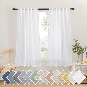 image:imageNICETOWN Sheer Linen Curtains 96 Inch Length for Bedroom Living Room 2 Panels Ivory Rod Pocket amp Back Tab Semi Sheer Drapes Privacy Semitransparent Farmhouse Window Treatment W52 x L96White