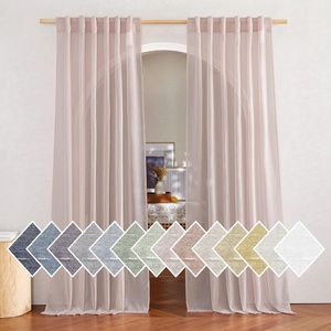 image:imageNICETOWN Sheer Linen Curtains 96 Inch Length for Bedroom Living Room 2 Panels Ivory Rod Pocket amp Back Tab Semi Sheer Drapes Privacy Semitransparent Farmhouse Window Treatment W52 x L96Blush Pink