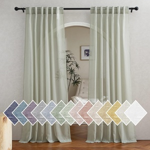image:imageNICETOWN Sheer Linen Curtains 96 Inch Length for Bedroom Living Room 2 Panels Ivory Rod Pocket amp Back Tab Semi Sheer Drapes Privacy Semitransparent Farmhouse Window Treatment W52 x L96Sage Green