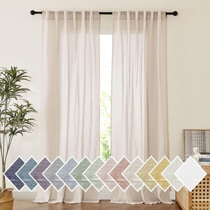 image:imageNICETOWN Sheer Linen Curtains 96 Inch Length for Bedroom Living Room 2 Panels Ivory Rod Pocket amp Back Tab Semi Sheer Drapes Privacy Semitransparent Farmhouse Window Treatment W52 x L96Beige