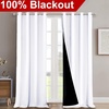 image:imageNICETOWN Full Shading Curtains 90 inches Long 2 Panels Set for Windows Super HeavyDuty Black Lined Blackout Curtains for Bedroom Privacy Assured Window Treatment White Pack of 2 52 inches W
