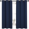 image:imageNICETOWN Light Blocking Thermal Insulated Solid Grommet Top Blackout CurtainsDrapesPanels for Kids Room Navy 1 Pair 42 x 63 Inch