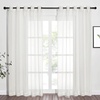image:imageNICETOWN Sheer Window Curtain Panels  Ivory Eyelet Top Solid Voile for KitchenHotel 2 Pieces 54 Wide x 84inch LengthBeige