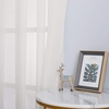 image:imageNICETOWN Sheer Window Curtain Panels  Ivory Eyelet Top Solid Voile for KitchenHotel 2 Pieces 54 Wide x 84inch LengthBeige