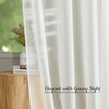 image:imageNICETOWN Sheer Window Curtain Panels  Ivory Eyelet Top Solid Voile for KitchenHotel 2 Pieces 54 Wide x 84inch LengthBeige