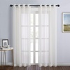 image:imageNICETOWN Sheer Window Curtain Panels  Ivory Eyelet Top Solid Voile for KitchenHotel 2 Pieces 54 Wide x 84inch LengthBeige