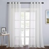 image:imageNICETOWN Sheer Window Curtain Panels  Ivory Eyelet Top Solid Voile for KitchenHotel 2 Pieces 54 Wide x 84inch LengthBeige